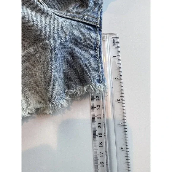 American Eagle Hi-Rise Festival Shorts Womens 4 Blue Denim Distressed Casual - Picture 6 of 9